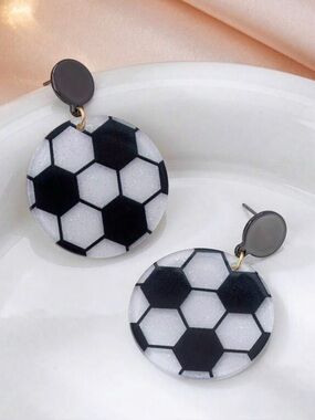 Soccer Pattern Drop Earrings A2071